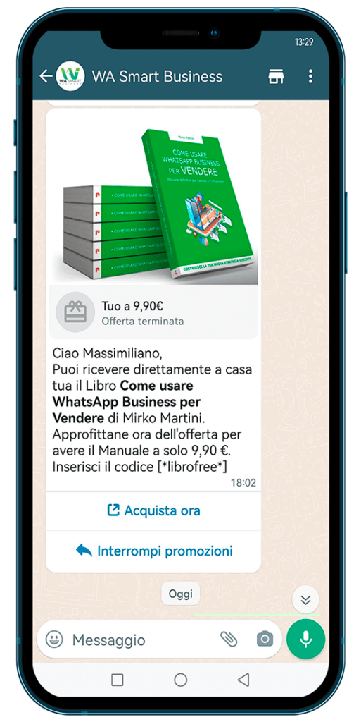Template Coupon tempo limitato WA Smart Business